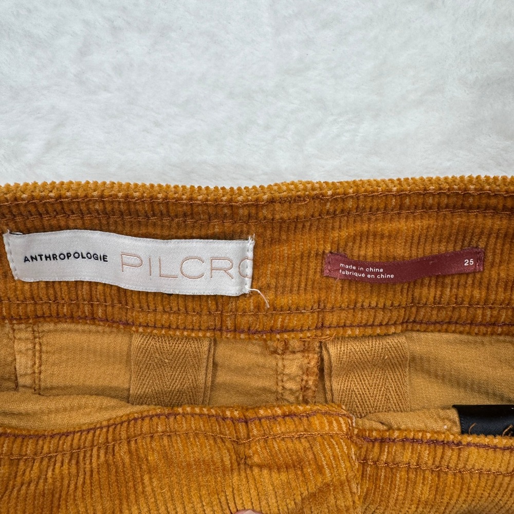 Anthropologie Pilcro Corduroy Pants Womens‎ 25 Mustard Yellow Wide Leg High Rise - Picture 4 of 16